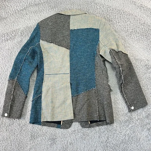 Rag & Bone Patchwork Blazer Womens 8 Multicolor Tweed Lined Tailored Notch Lapel - Picture 2 of 10
